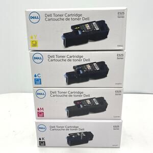 Genuine Dell E525W Ink Toner Set For Color Laser All-In-One Printer- 4 Pack